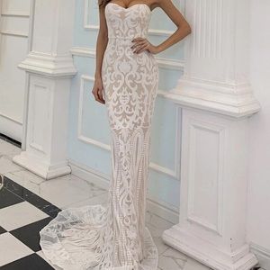 NWT Missord Zip Back Damask Sequin Dress